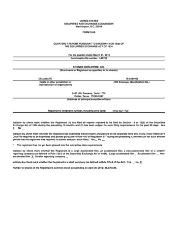 Thumbnail Kronos Worldwide 10-Q Quarterly Report FY 