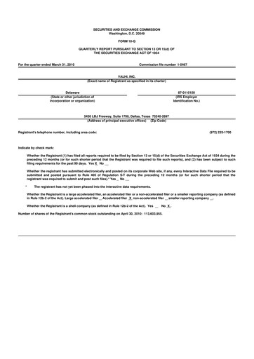 Thumbnail Valhi 10-Q Quarterly Report FY 