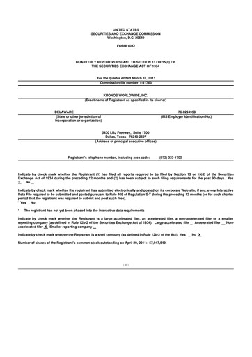 Thumbnail Kronos Worldwide 10-Q Quarterly Report FY 