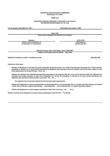 Thumbnail Valhi 10-Q Quarterly Report FY 