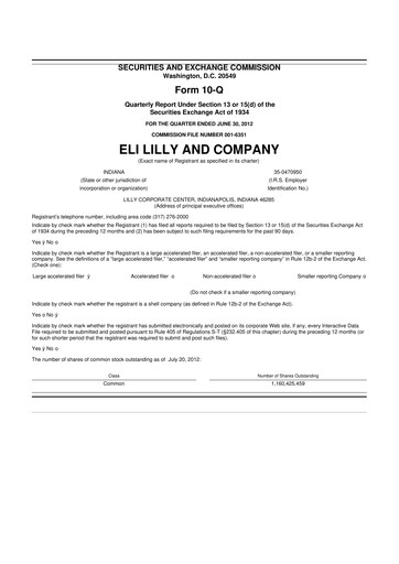 Vorschaubild Eli Lilly 10-Q Quartalsbericht 2012 