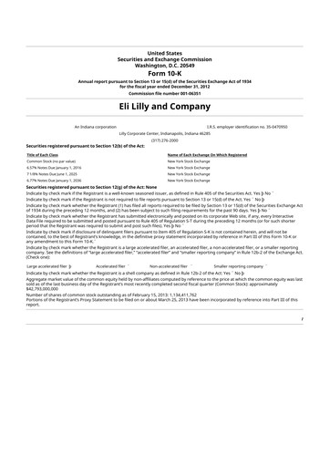 Thumbnail Eli Lilly 10-K Annual Report 2012