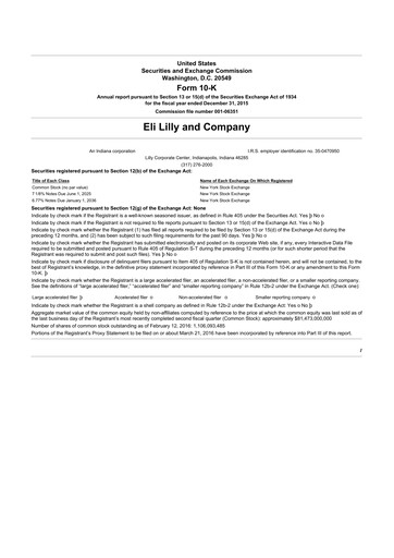 Thumbnail Eli Lilly 10-K Annual Report 2015