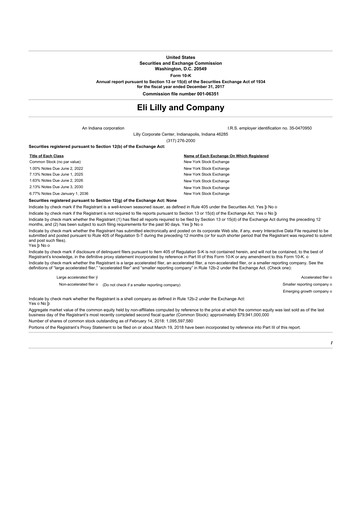 Thumbnail Eli Lilly 10-K Annual Report 2017