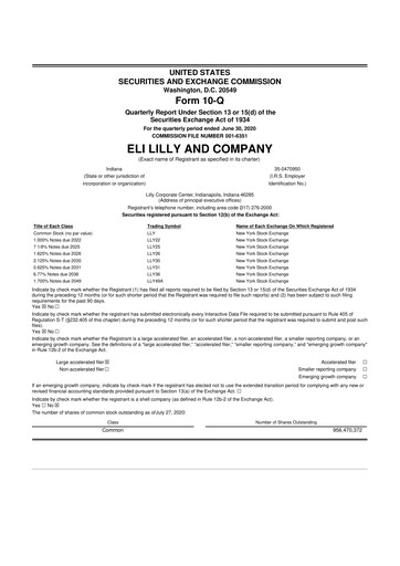 Vorschaubild Eli Lilly 10-Q Quartalsbericht 2020 