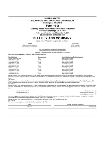 Vorschaubild Eli Lilly 10-Q Quartalsbericht 2021 