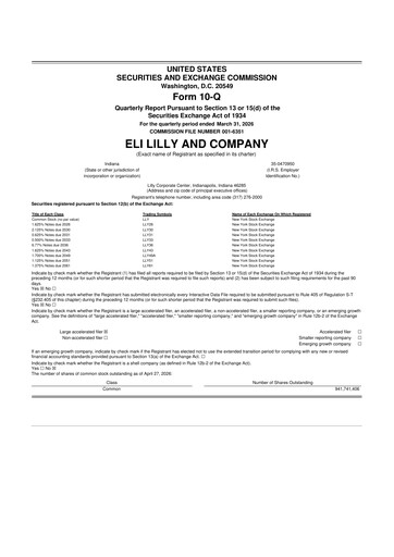 Vorschaubild Eli Lilly 10-Q Quartalsbericht  
