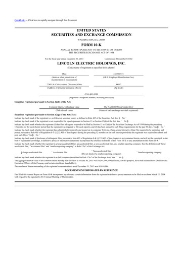 Thumbnail Lincoln Electric
 10-K Annual Report 2013