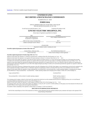 Thumbnail Lincoln Electric
 10-K Annual Report 2017