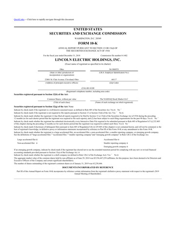 Thumbnail Lincoln Electric
 10-K Annual Report 2018