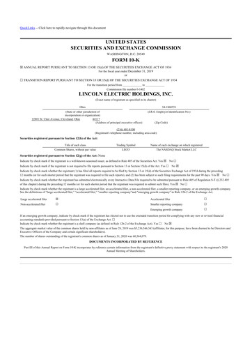 Thumbnail Lincoln Electric
 10-K Annual Report 2019