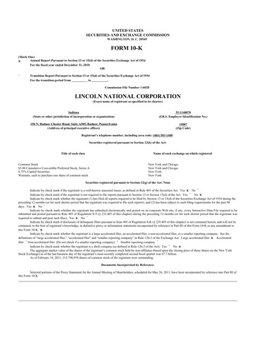 Thumbnail Lincoln National Corporation 10-K Annual Report 2010