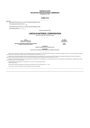 Thumbnail Lincoln National Corporation 10-Q Quarterly Report FY2011 