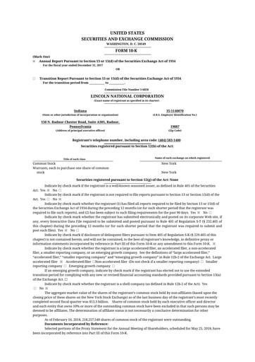 Thumbnail Lincoln National Corporation 10-K Annual Report 2017