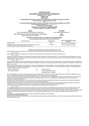 Thumbnail Lincoln National Corporation 10-K Annual Report 2024
