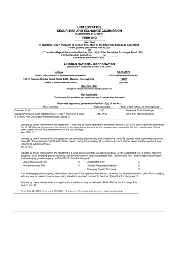 Thumbnail Lincoln National Corporation 10-Q Quarterly Report FY2025 