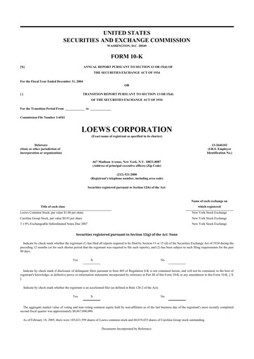 Thumbnail Loews Corporation
 10-K Annual Report 