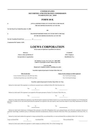 Thumbnail Loews Corporation
 10-K Annual Report 