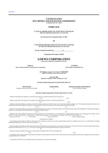 Thumbnail Loews Corporation
 10-K Annual Report 2021