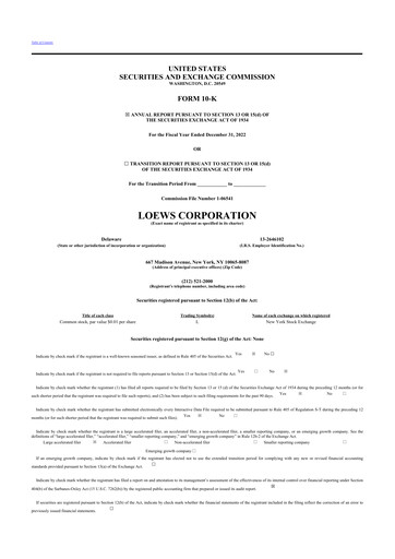 Thumbnail Loews Corporation
 10-K Annual Report 2022