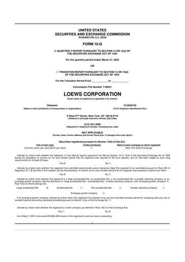 Thumbnail Loews Corporation
 10-Q Quarterly Report FY2025 