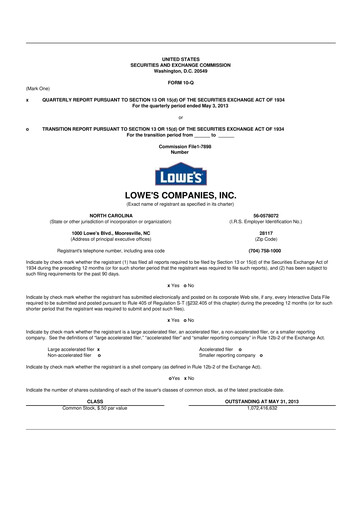 Thumbnail Lowe's Companies 10-Q Quarterly Report FY2013 