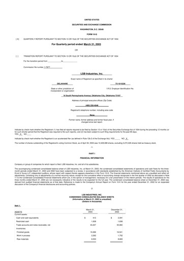Thumbnail LSB Industries 10-Q Quarterly Report FY 