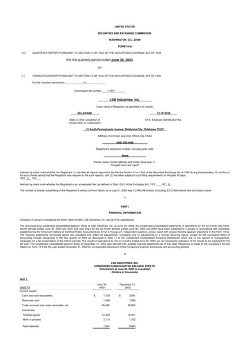 Thumbnail LSB Industries 10-Q Quarterly Report FY 