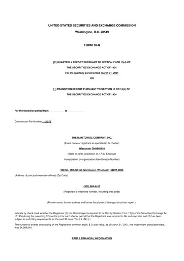 Thumbnail The Manitowoc Company
 10-Q Quarterly Report FY 