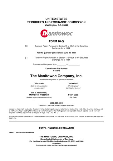 Thumbnail The Manitowoc Company
 10-Q Quarterly Report FY 