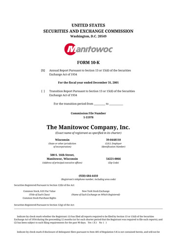 Thumbnail The Manitowoc Company
 10-K Annual Report 