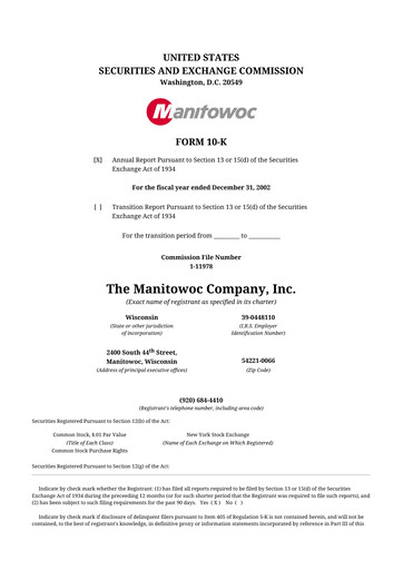 Thumbnail The Manitowoc Company
 10-K Annual Report 