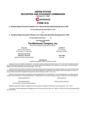 Thumbnail The Manitowoc Company
 10-Q Quarterly Report FY2013 