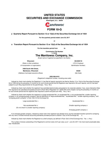 Thumbnail The Manitowoc Company
 10-Q Quarterly Report FY2017 