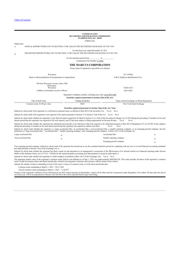 Vorschaubild Marcus Corporation
 10-K Jahresbericht 2021