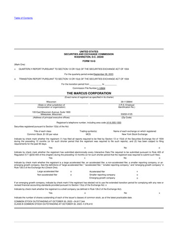 Thumbnail Marcus Corporation
 10-Q Quarterly Report FY2023 