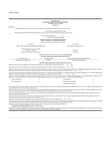 Vorschaubild Marcus Corporation
 10-K Jahresbericht 2023