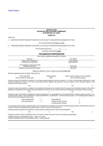 Thumbnail Marcus Corporation
 10-Q Quarterly Report FY2025 