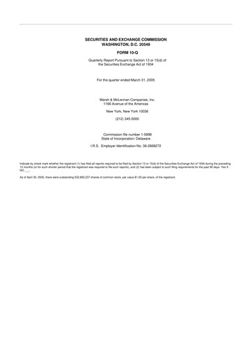 Thumbnail Marsh & McLennan Companies 10-Q Quarterly Report FY 