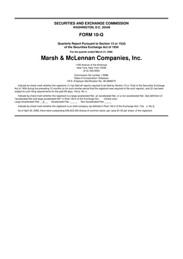 Thumbnail Marsh & McLennan Companies 10-Q Quarterly Report FY 