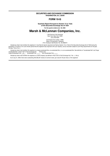Thumbnail Marsh & McLennan Companies 10-Q Quarterly Report FY 