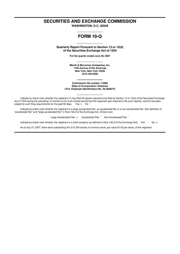 Thumbnail Marsh & McLennan Companies 10-Q Quarterly Report FY 