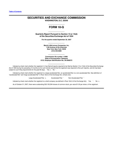 Thumbnail Marsh & McLennan Companies 10-Q Quarterly Report FY 