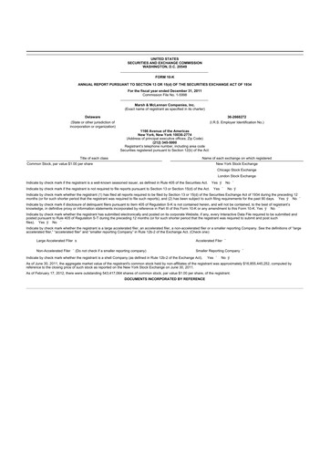 Thumbnail Marsh & McLennan Companies 10-K Annual Report 2011