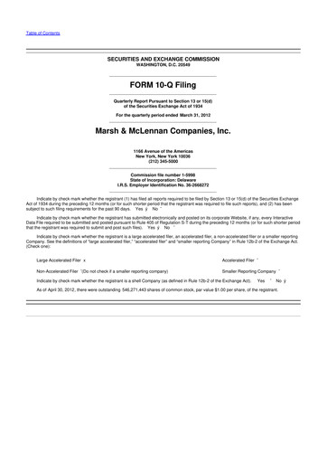 Thumbnail Marsh & McLennan Companies 10-Q Quarterly Report FY2012 