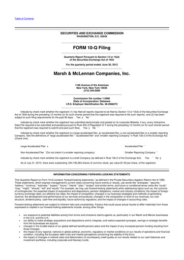 Thumbnail Marsh & McLennan Companies 10-Q Quarterly Report FY2012 