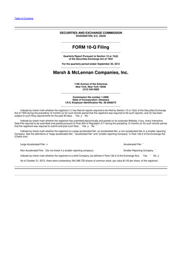 Thumbnail Marsh & McLennan Companies 10-Q Quarterly Report FY2012 