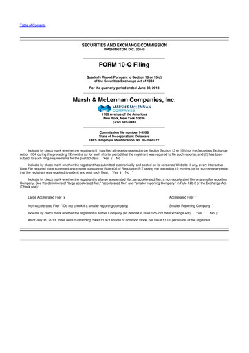 Thumbnail Marsh & McLennan Companies 10-Q Quarterly Report FY2013 