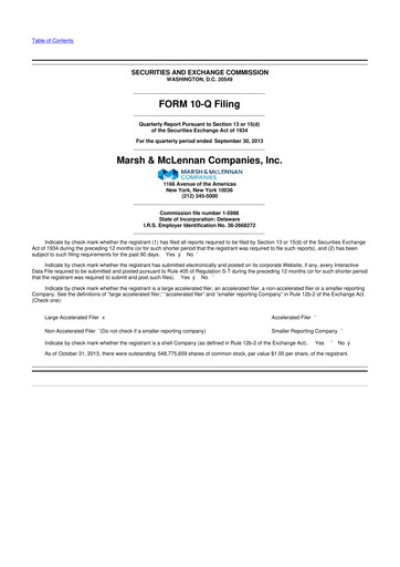 Thumbnail Marsh & McLennan Companies 10-Q Quarterly Report FY2013 