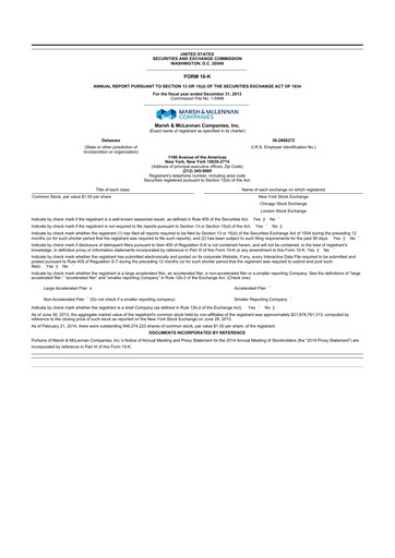 Thumbnail Marsh & McLennan Companies 10-K Annual Report 2013